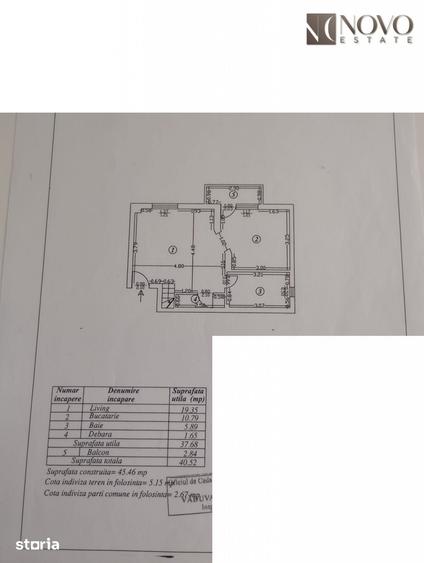 Apartament cu 3 camere semidecomandat în Ozana