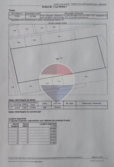 Teren Construcții intravilan de 12984 mp, în Balotești