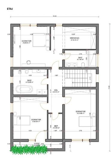 Casă individuală cu 5 camere cu Teren 650 Mp în Central