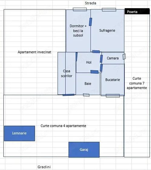 Apartament cu 2 camere semidecomandat în Ultracentral