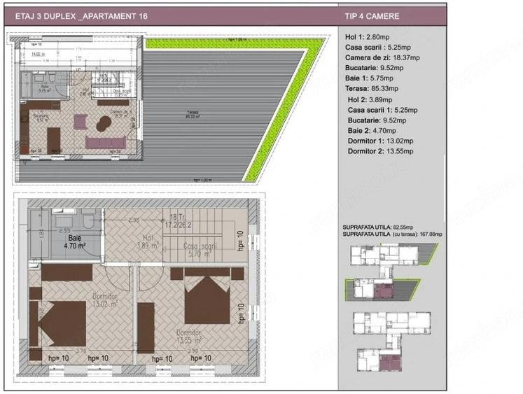 Apartament cu 3 camere în Nerva Traian