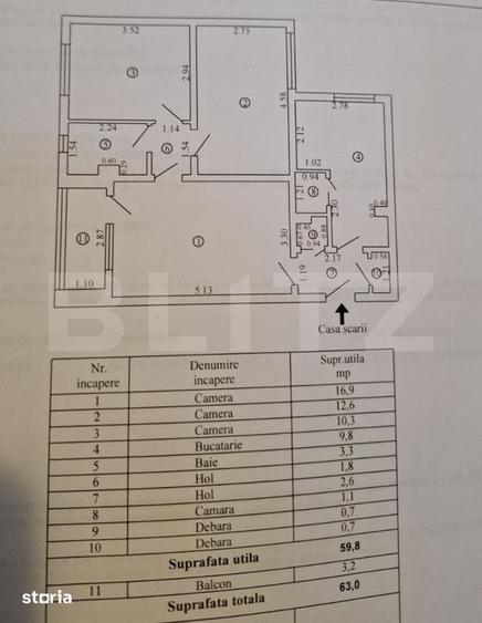 Apartament cu 3 camere în Micro 19