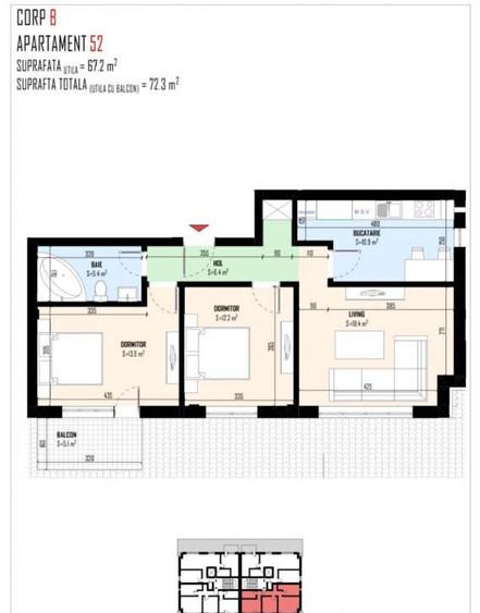 Apartament cu 3 camere decomandat în Bragadiru