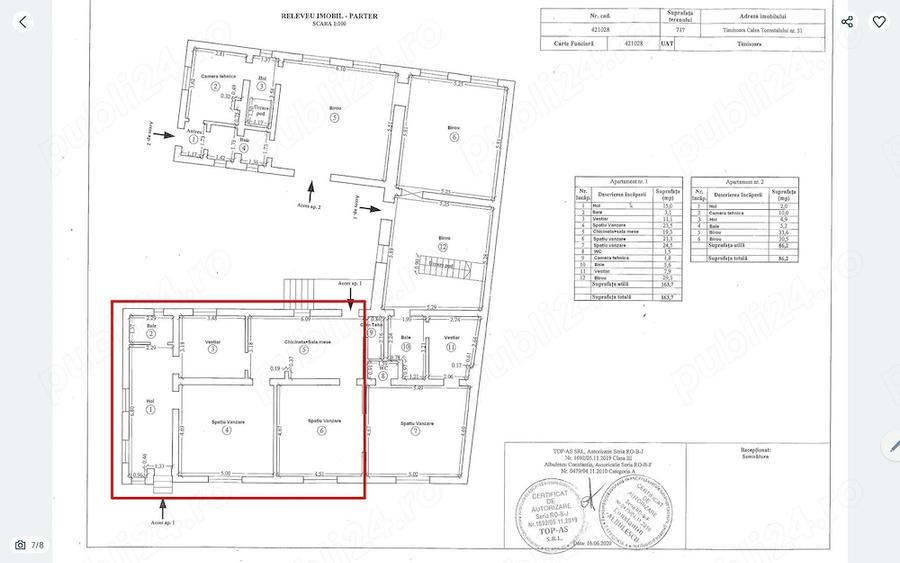 Apartament cu 2 camere decomandat în Torontalului