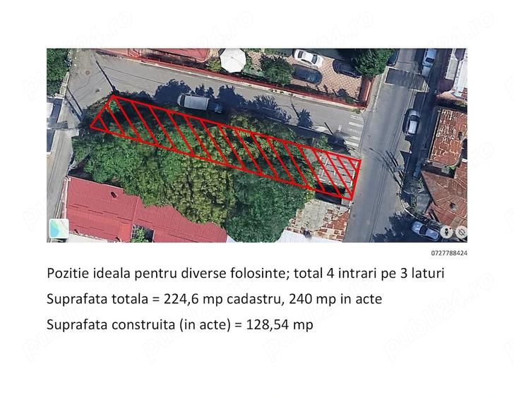 Sector 1 | 240 mp acte 224,6 mp cadastru | Deschidere pe 3 laturi | cca. 50 m front stradal | Lang - 4