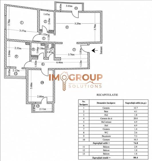 Apartament cu 3 camere în Dacia
