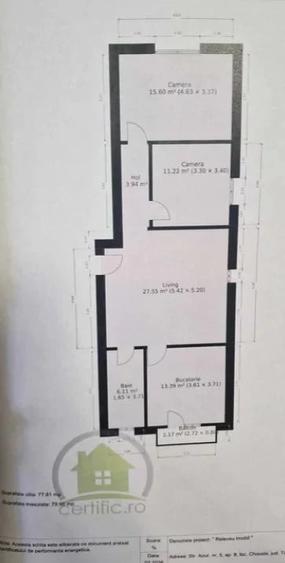 Apartament cu 3 camere semidecomandat în Chișoda