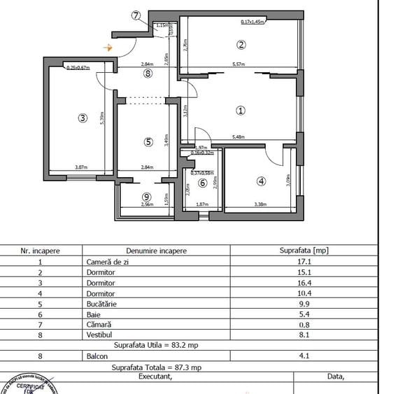 Apartament cu 4 camere semidecomandat, mobilat în Crângași