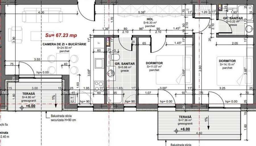 Apartament 3 camere, 2 bai, 2 balcoane, 67mp utili bloc nou Apahid - 3