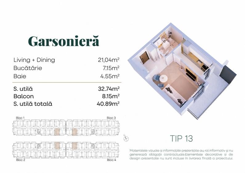 Garsonieră decomandată în Central