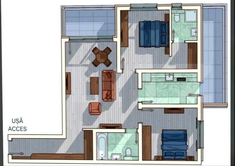 Apartament cu 3 camere decomandat în Giroc