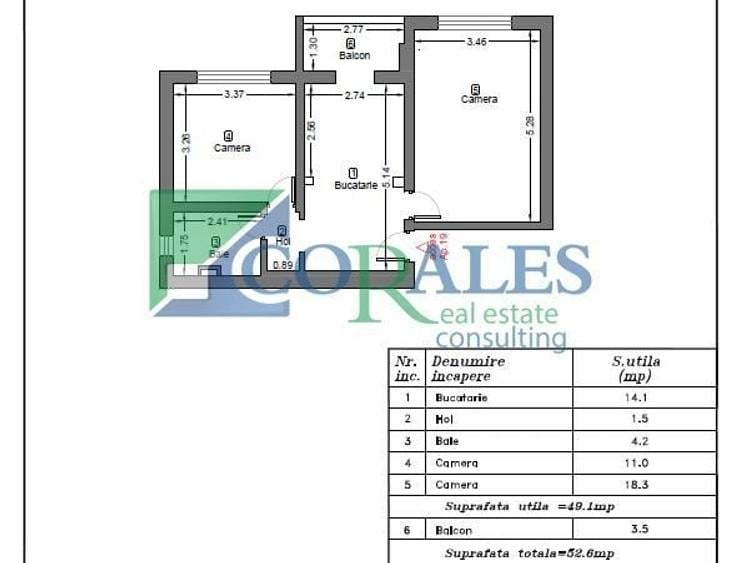 Apartament cu 2 camere decomandat, mobilat în Girocului