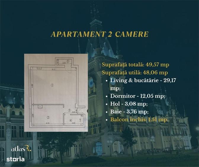 Apartament cu 2 camere în Nicolina