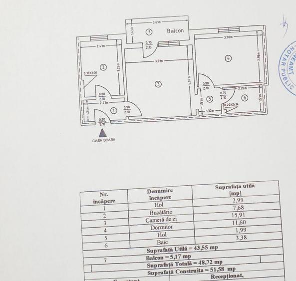 Apartament cu 2 camere semidecomandat în Central