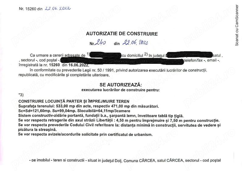 Teren 471 mp+autoriza?ie de construire ?i proiect casa | Carcea Zona Penitenciar Pelendava - 2