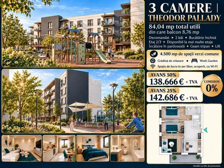 Apartament 3 Camere Luminos Theodor Pallady PreSale Comision 0