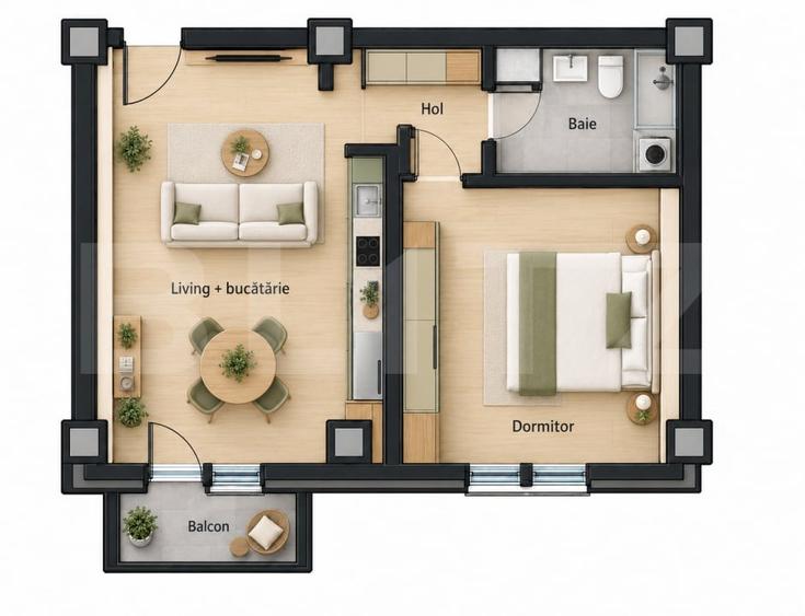 Apartament cu 2 camere decomandat în Calea Moldovei