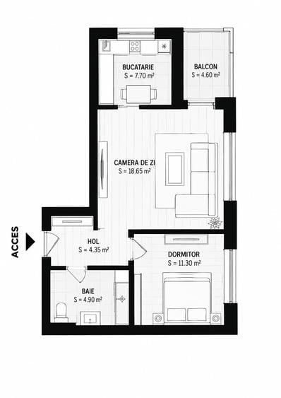 Apartament cu 2 camere decomandat, mobilat în Grozăvești