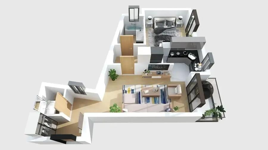 Apartament cu 2 camere nedecomandat în Moșilor