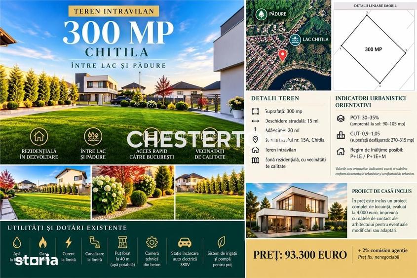 Teren intravilan 300 mp Chitila Intre lac si padure Utilitati si pro