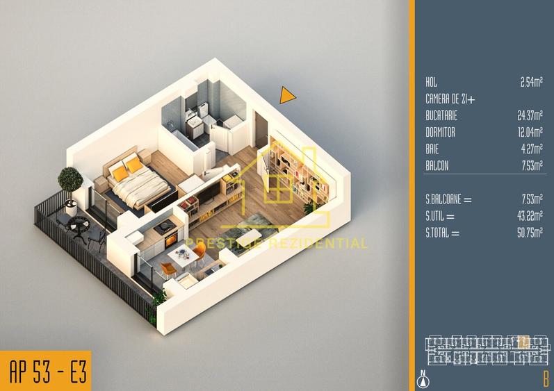 Apartament cu 2 camere în Theodor Pallady