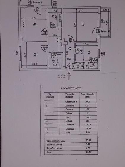 Apartament cu 3 camere decomandat în Zăvoi