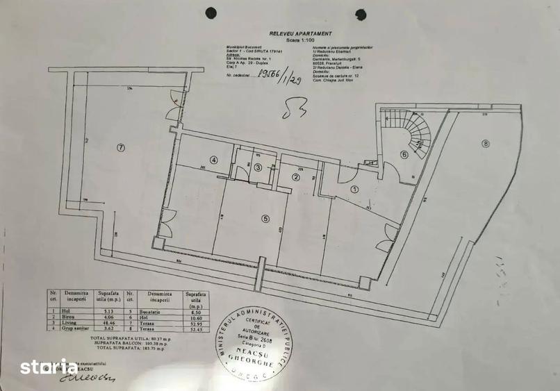 Apartament cu 2 camere în Arcul de Triumf