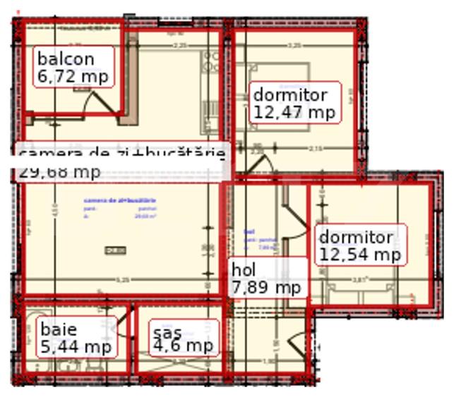 Apartament cu 3 camere semidecomandat în Est