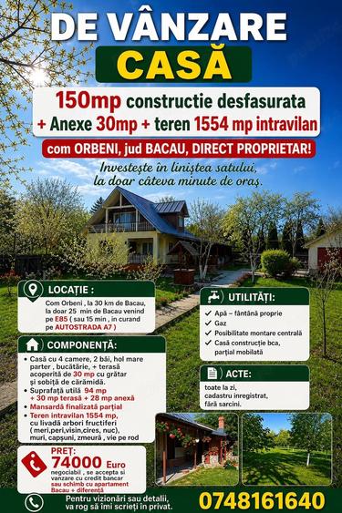 Casă cu 4 camere cu Teren 1890 Mp în Orbeni