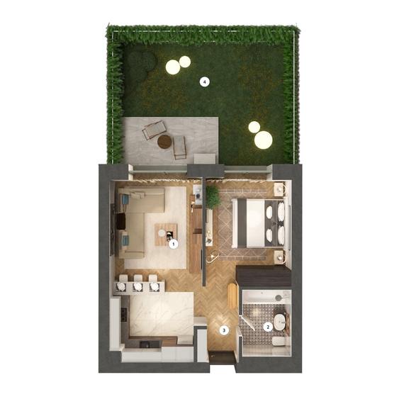 Apartament cu 2 camere decomandat în Pipera