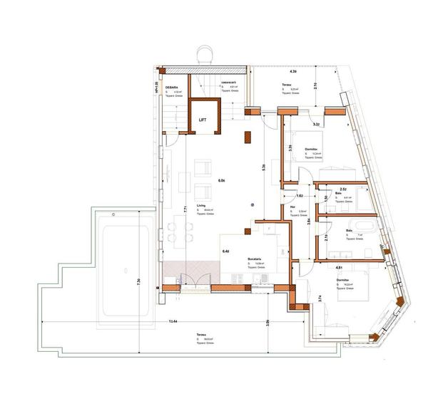 Apartament cu 3 camere semidecomandat în Unirii