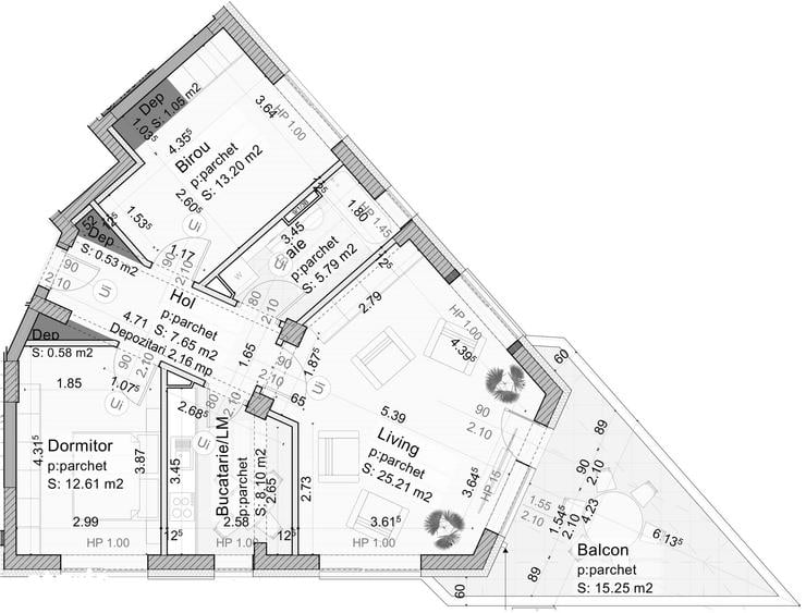 Apartament cu 3 camere în 13 Decembrie