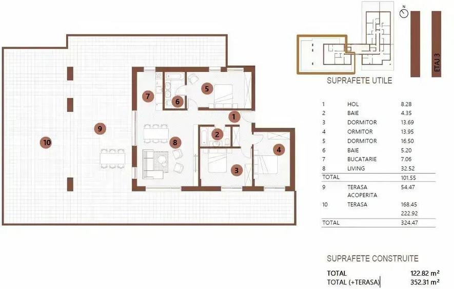 Apartament cu 4 camere în Tei