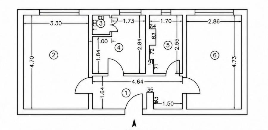 Apartament cu 2 camere în Nord