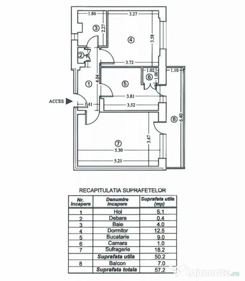 Apartament cu 2 camere decomandat în Central