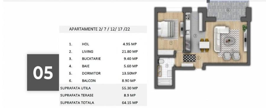 Apartament cu 2 camere semidecomandat în Unirii