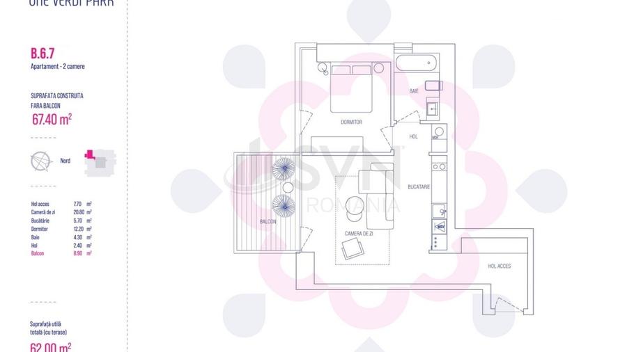 Apartament cu 2 camere decomandat în Floreasca