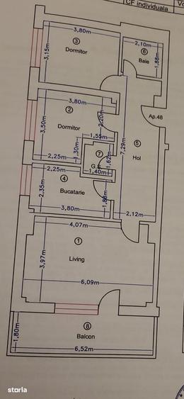 Apartament cu 3 camere decomandat în Central