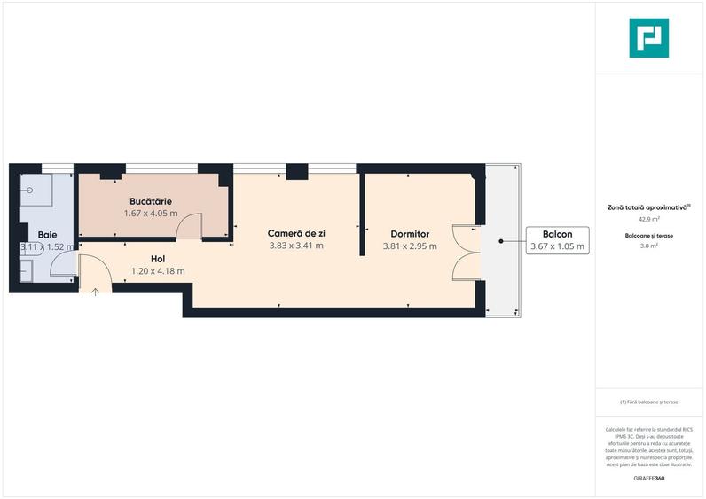 Apartament cu 2 camere semidecomandat în Aradului