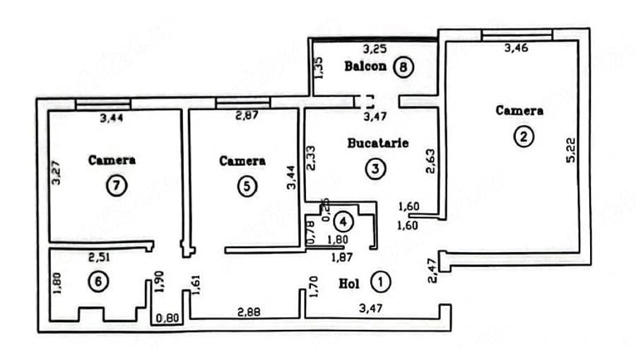 Apartament cu 3 camere decomandat în Lipovei