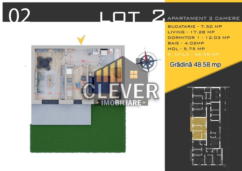 Apartament 2 Camere cu Gradina Proprie si loc de parcare - 1