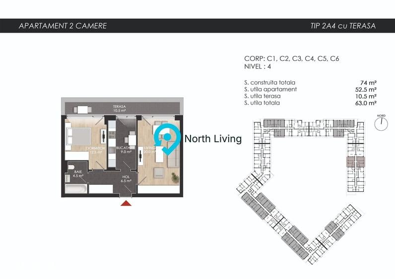 Apartament cu 2 camere în Străulești