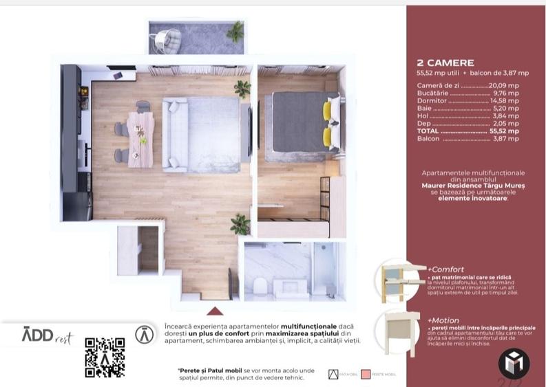 Apartament cu 2 camere în Semicentral
