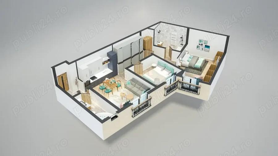 Apartament cu 3 camere decomandat în Plopi