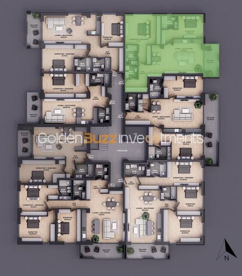 Apartament cu 3 camere decomandat în Pipera