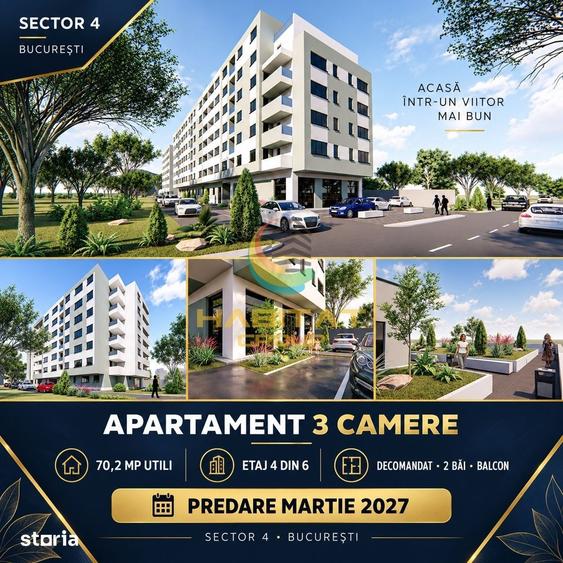 Apartament cu 3 camere decomandat în Central