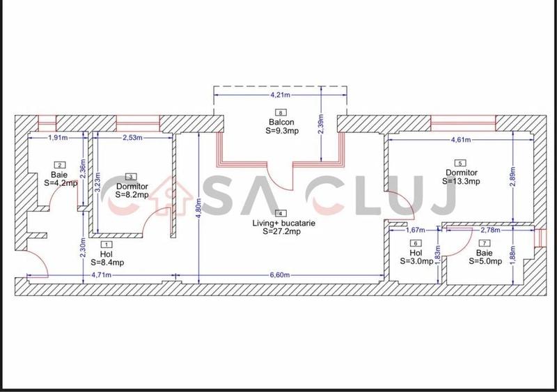 Apartament cu 3 camere semidecomandat, mobilat în Borhanci