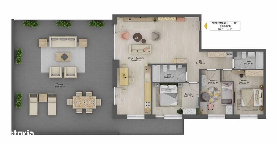 Penthouse 4 camere - 111 mp, la cheie - Doamna Stanca, Sibiu - 14