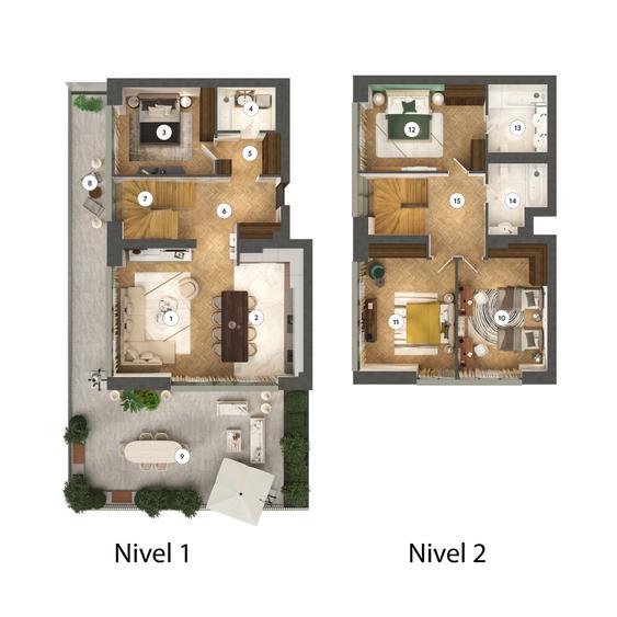 Penthouse cu 5 camere decomandat în Pipera