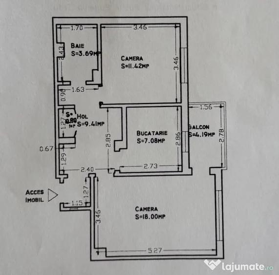 Apartament cu 2 camere decomandat în